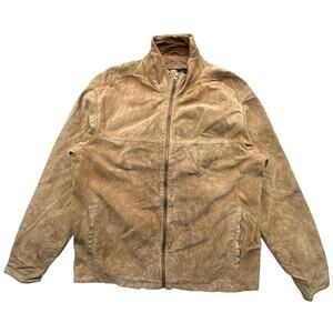 Metropolitan View Suede Leather Jacket Medium Lined Brown Full Zip Lined